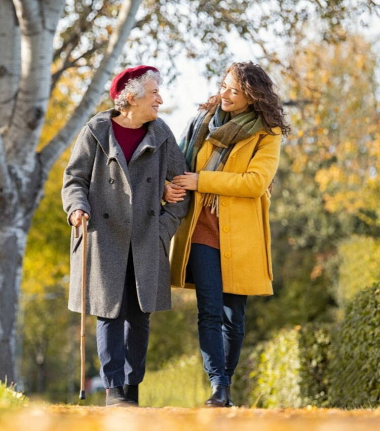 Professional live-in carer providing companionship to elderly client